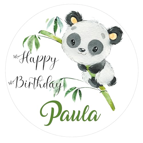 Tortenaufleger Muffin Aufleger Panda personalisiert mit Text zum Geburtstag - Fondant, Oblate oder Dekorpapier Plus von Tortenpixel