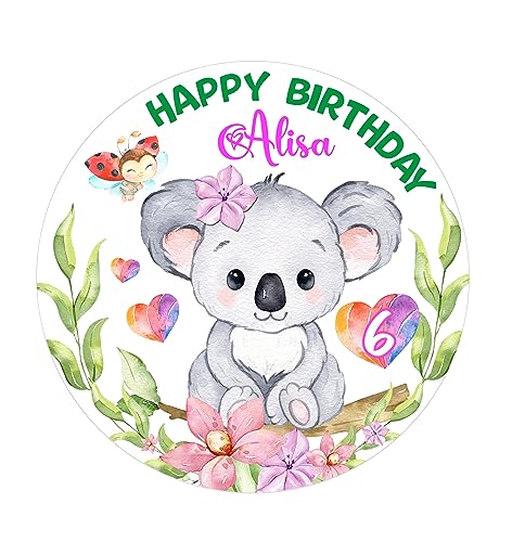 Tortenaufleger Muffinaufleger Geburtstag Einschulung KOALA personalisiert mit Wunschtext - Fondant Oblate Dekorpapier von Tortenpixel