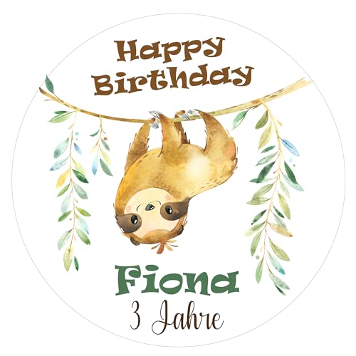 Tortenaufleger Muffintopper Faultier personalisiert mit Text zum Geburtstag - Fondant, Oblate oder Dekorpapier Plus von Tortenpixel