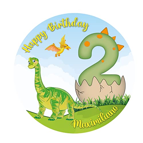 Tortenaufleger Tortenbild Geburtstag, Dinosaurier mit Text - frei gestalten (FONDANT,ZUCKERPAPIER oder Oblate inkl. Ausschneideservice) von Tortenpixel