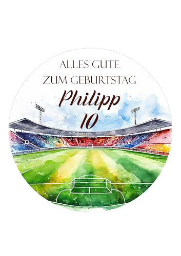 Tortenbild FUSSBALL Muffinaufleger Geburtstag personalisiert mit Wunschtext - Fondant Oblate Dekorpapier von Tortenpixel