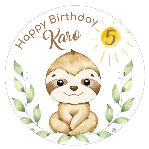 Tortenbild Muffinaufleger Faultier personalisiert mit Text für Geburtstag - Fondant, Oblate oder Dekorpapier Plus Tortenbild Muffinaufleger Faultier personalisiert mit Text für Geburtstag - Fondant, Oblate oder Dekorpapier Plus von Tortenpixel