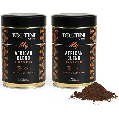 Tostini Caffè - gemahlener Kaffee My African Blend zu 500 g | gemahlener Kaffee | gemahlener Kaffee, bestehend aus 5 herkunftsreinen Sorten des afrikanischen Kontinents| Mokka-Kaffee | Made In Italy von Tostini Caffè