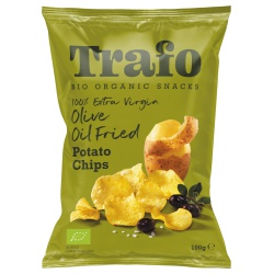 Kartoffelchips in extra nativem Olivenöl, gesalzen von Trafo