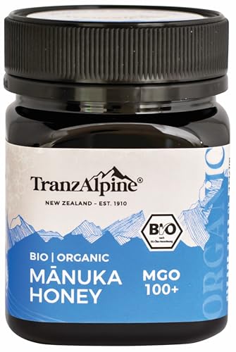 TranzAlpine Manuka Honig MGO 100+ BIO zertifiziert + geprüft - 100% reiner Manukahonig aus Neuseeland mit laborgeprüftem MGO-Gehalt, Original-Imkerabfüllung - 250 g TranzAlpine Manuka Honig MGO 100+ BIO zertifiziert + geprüft - 100% reiner Manukahonig aus Neuseeland mit laborgeprüftem MGO-Gehalt, Original-Imkerabfüllung - 250 g von Tranzalpine