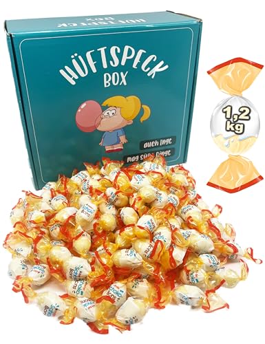 Hüftspeck Box - XXL - Kinder Schoko Bons [1,2kg] - Unwiderstehliche Süßigkeiten Box mit leckerer Schokolade (1,2kg,weiß) von Traptix