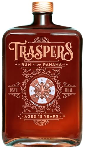 Trasper's Rum I 15 Jahre Reifung I Rum aus Panama I Noten von Karamell und Vanille I Für Rum-Liebhaber I 44% Vol. I 700 ml von Trasper's