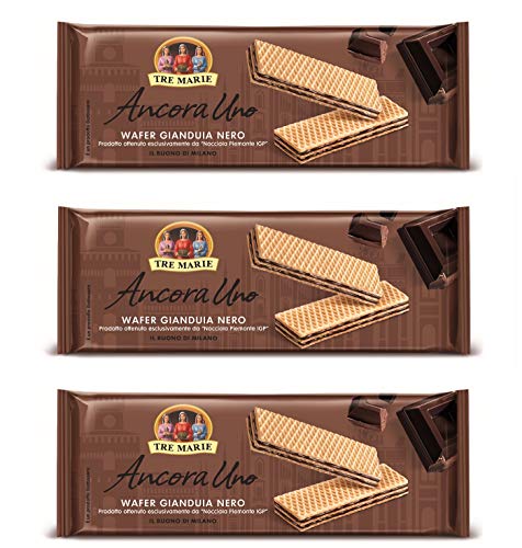 3x Tre Marie Ancora Uno Wafer Gianduia Nero mit Gianduja-Creme Produkt erhalten von Piemont Haselnuss IGP 175g 3x Tre Marie Ancora Uno Wafer Gianduia Nero mit Gianduja-Creme Produkt erhalten von Piemont Haselnuss IGP 175g von Tre Marie
