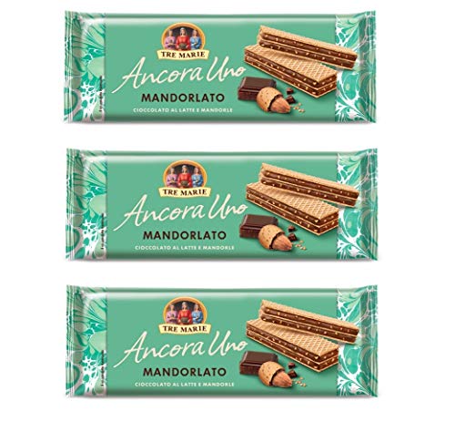 3x Tre Marie Ancora Uno Wafer Mandorlato Waffeln gefüllt mit Milchschokolade Creme und gehackten Mandeln 140g 3x Tre Marie Ancora Uno Wafer Mandorlato Waffeln gefüllt mit Milchschokolade Creme und gehackten Mandeln 140g von Tre Marie