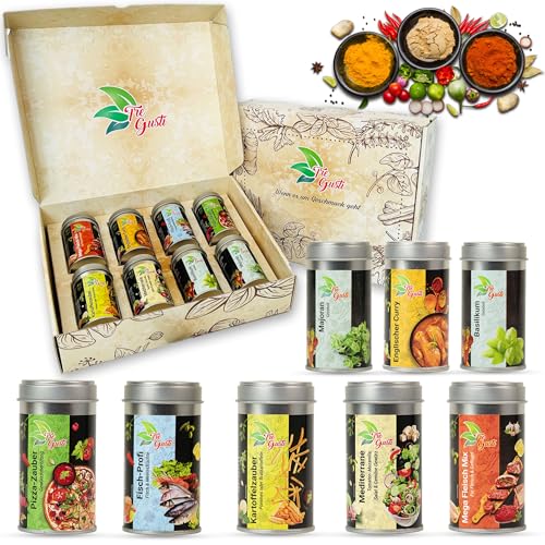 TreGusti 8er Gewürze Geschenkbox | Besonderes Ostergeschenk | Ideal als Geschenkidee für Mann & Frau | Gewürzmischungen aus aller Welt Set | Jahresvorrat - 1050g TreGusti 8er Gewürze Geschenkbox | Besonderes Ostergeschenk | Ideal als Geschenkidee für Mann & Frau | Gewürzmischungen aus aller Welt Set | Jahresvorrat - 1050g von TreGusti