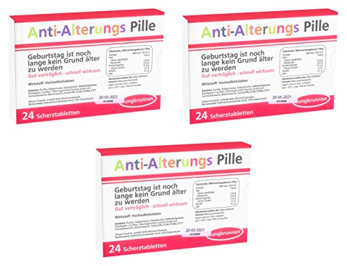 Scherztabletten Schokolinsen, 3er Set, Anti-Alterungs Pille von Trendimport