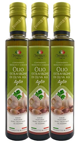 Extra Natives Olivenöl mit natürlichen Knoblaucharoma - 3x250 ml - Italienisches Knoblauch Olivenöl in höchster Qualität - TrentinAceti - kaltgepresst von TrentinAceti