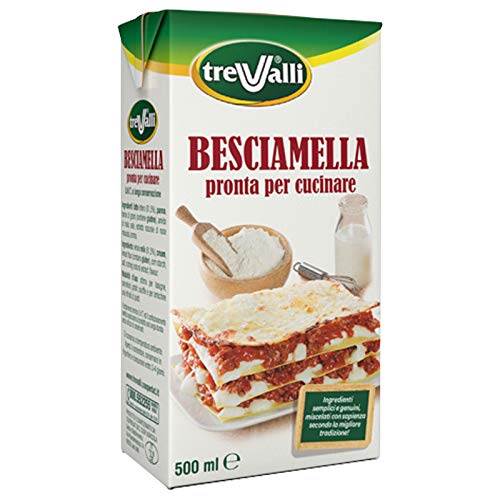 Trevalli Besciamella U.H.T langlebige Klassisches Italienisches Bechamel Sauce bereit zum Kochen 500ml natürliche Zutaten von Trevalli