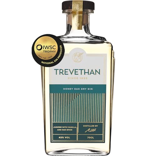 Trevethan Honey Oak Handgefertigter Cornish Oak Aged Gin mit ausgewogenen Pflanzenstoffen – Specialty Small Batch Oak Aged London Dry Gin – 43% ABV – 70 cl von Trevethan