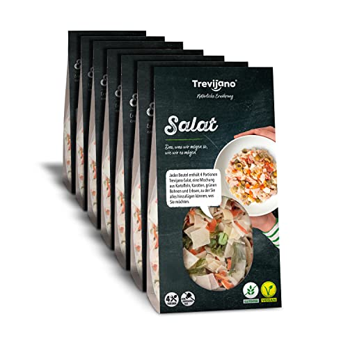 TREVIJANO-Salat: 7 Beutel à 110 Stück. Jeder Beutel enthält 4 Portionen Trevijano-Salat, eine Mischung aus Kartoffeln, Karotten, grünen Bohnen und Erbsen von Trevijano