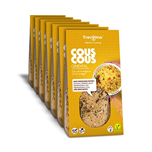 Trevijano Cous Cous Oriental: Der ganze Geschmack des orientalischen Couscous mit nur fünf Zutaten. Jeder Beutel enthält 4 Portionen Couscous mit Zwiebeln, grünem Pfeffer, rotem Pfeffer, Curry Trevijano Cous Cous Oriental: Der ganze Geschmack des orientalischen Couscous mit nur fünf Zutaten. Jeder Beutel enthält 4 Portionen Couscous mit Zwiebeln, grünem Pfeffer, rotem Pfeffer, Curry von Trevijano