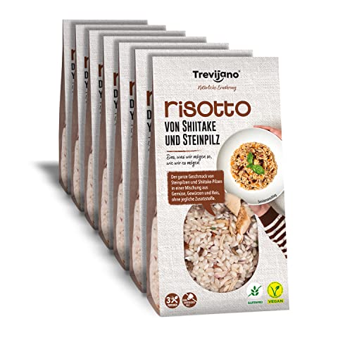 Trevijano Risotto mit Steinpilzen und Shiitake: der ganze Geschmack von Steinpilzen und Shiitake-Pilzen in einer Mischung aus Gemüse, Gewürzen und Reis, ohne jegliche Zusatzstoffe (7 x 280g) Trevijano Risotto mit Steinpilzen und Shiitake: der ganze Geschmack von Steinpilzen und Shiitake-Pilzen in einer Mischung aus Gemüse, Gewürzen und Reis, ohne jegliche Zusatzstoffe (7 x 280g) von Trevijano