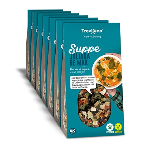 Trevijano Suppe Juliana de Mar: 7 Beutel à 100g (700g getrocknetes Gemüse). Jeder Beutel enthält 8 Portionen Suppengemüse von Trevijano