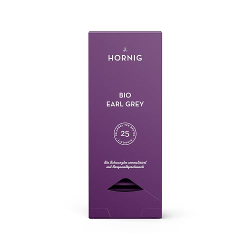 J. Hornig Bio Tee Earl Grey, Schwarztee-Mischung im Premium Pyramidenteebeutel, mit Bergamotte Geschmack, bio-zertifiziert, 25 biolgisch abbaubare Teebeutel von J. Hornig