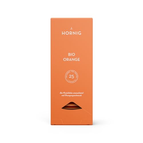 J. Hornig Bio Orangentee, Früchtetee im Premium Pyramidenteebeutel, frischer Geschmack mit Zitrusnoten, bio-zertifiziert, 25 biolgisch abbaubare Teebeutel von J. Hornig