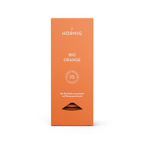 J. Hornig Bio Orangentee, Früchtetee im Premium Pyramidenteebeutel, frischer Geschmack mit Zitrusnoten, bio-zertifiziert, 25 biolgisch abbaubare Teebeutel von J. Hornig