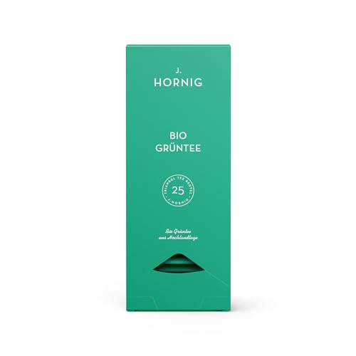 J. Hornig Bio Grüntee, Grüner Tee im Premium Pyramidenteebeutel, Chinesischer Grüntee mit frischem Geschmack, bio-zertifiziert, 25 biolgisch abbaubare Teebeutel von J. Hornig