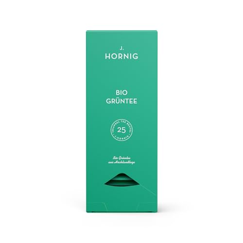 J. Hornig Bio Grüntee, Grüner Tee im Premium Pyramidenteebeutel, Chinesischer Grüntee mit frischem Geschmack, bio-zertifiziert, 25 biolgisch abbaubare Teebeutel von J. Hornig