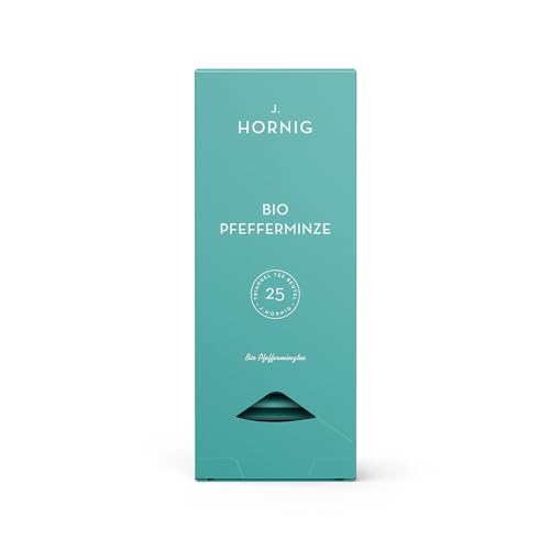 J. Hornig Bio Pfefferminze, Pfefferminztee im Premium Pyramidenteebeutel, frischer Geschmack, bio-zertifiziert, 25 biolgisch abbaubare Teebeutel von J. Hornig