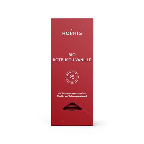 J. Hornig Bio Rotbuschtee Vanille, Rooibos-Tee im Premium Pyramidenteebeutel, aromatisierter Rooibuschtee mit Vanille, bio-zertifiziert, 25 biolgisch abbaubare Teebeutel von J. Hornig
