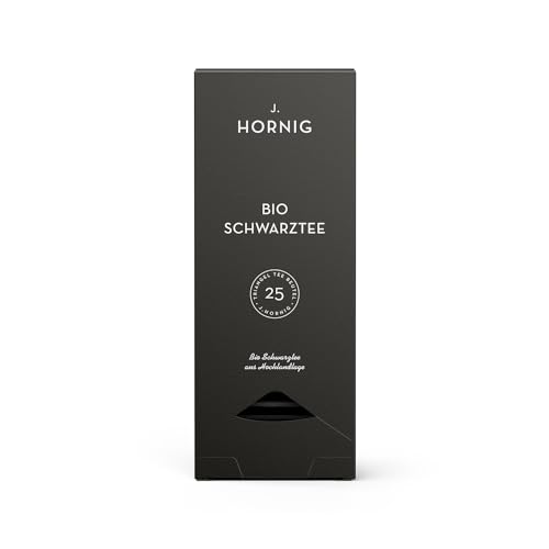 J. Hornig Bio Schwarztee, Schwarzer Tee im Premium Pyramidenteebeutel, aromatisch-käftiger Geschmack, bio-zertifiziert, 25 biolgisch abbaubare Teebeutel von J. Hornig