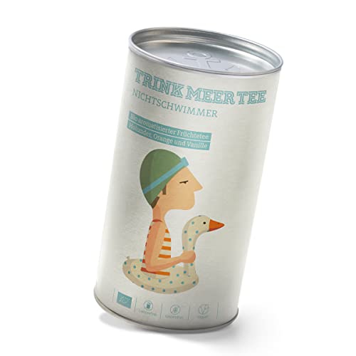 Trink Meer Tee NICHTSCHWIMMER - Bio aromatisierter Früchtetee | heller Früchtetee mit vanilligem Orangengeschmack | loser Tee in Teedose | Geschenk I 120g von TRINK MEER TEE