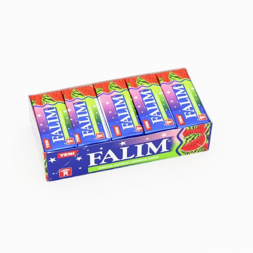 Falim Sugarless Plain Chewing Gum with Watermelon Flavor, 100 Stück (5 x 20 Stück), Zuckerfreier Naturkaugummi mit Wassermelonen-Geschmack, Refreshing Taste - Trinovi von Trinovi.com
