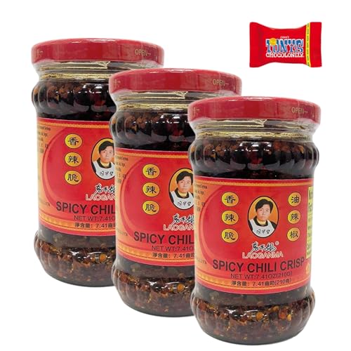 Lao Gan Ma Crispy Chilli in Öl 210g x 3er Pack, Knusprige Chilis in scharfem Öl, Trinovi Lao Gan Ma Crispy Chilli in Öl 210g x 3er Pack, Knusprige Chilis in scharfem Öl, Trinovi von Trinovi.com