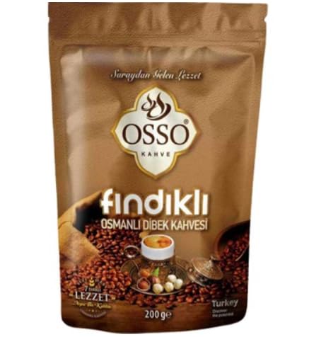 Osso Türkischer Osso Haselnuss-Kaffee, 1 x 200 g, Traditioneller Ottoman Haselnuss-Kaffee - Frisch Gemahlen - Aromatisch Findikli Kahve - Trinovi von Trinovi.com