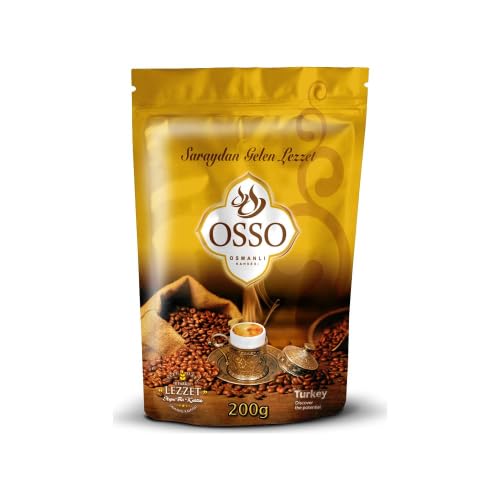 Osso Türkischer Ottoman Kaffee, 1 X 200gr, Traditioneller Ottoman Coffee - Freshly ground - Aromatisch Ottoman Kaffee - Aromatik Osmanli Kahvesi - Romatisierter Röstkaffee von Trinovi.com