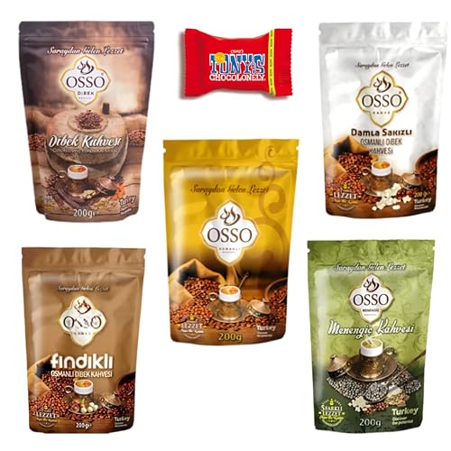 Trinovi Osso Menengiç, Dibek, Haselnuss, Mastix-Kaffee und Osmanischer Kaffee, 5 x 200 g, Traditionelle Sorten, Frisch Gemahlen Kaffee, Aromatischer Genuss Gemahlener Kaffee Trinovi Osso Menengiç, Dibek, Haselnuss, Mastix-Kaffee und Osmanischer Kaffee, 5 x 200 g, Traditionelle Sorten, Frisch Gemahlen Kaffee, Aromatischer Genuss Gemahlener Kaffee von Trinovi.com