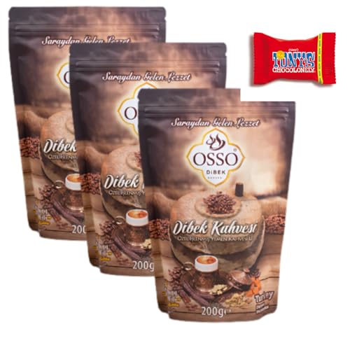 Trinovi Osso Türkischer Ottoman Dibek Mokka Kaffee, 3 X 200gr, Traditioneller, Aromatischer Ottomanischer Kaffee, Frisch Gemahlen, Röstkaffee, Inklusive Tony's Schokolade Trinovi Osso Türkischer Ottoman Dibek Mokka Kaffee, 3 X 200gr, Traditioneller, Aromatischer Ottomanischer Kaffee, Frisch Gemahlen, Röstkaffee, Inklusive Tony's Schokolade von Trinovi.com