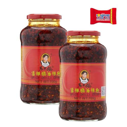 Lao Gan Ma Roasted Chilli Paste, 2x700 g, Geroestete Chilipaste, Crispy Chilli, Knusprige Chilis in Öl, Geroestete Chiliflocken mit Zsechuan Pfeffer, Mit Tony's Chocolonely Schokoladenriegel- Trinovi Lao Gan Ma Roasted Chilli Paste, 2x700 g, Geroestete Chilipaste, Crispy Chilli, Knusprige Chilis in Öl, Geroestete Chiliflocken mit Zsechuan Pfeffer, Mit Tony's Chocolonely Schokoladenriegel- Trinovi von Trinovi