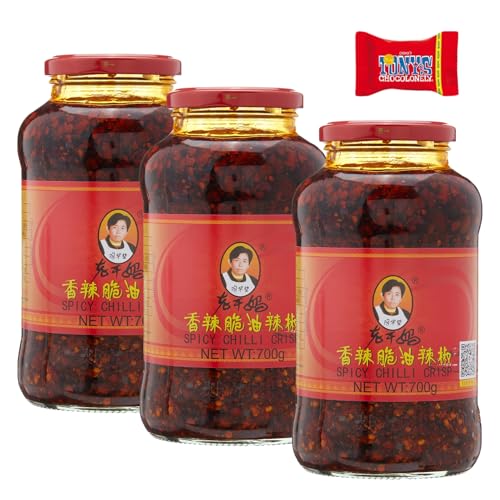 Lao Gan Ma Roasted Chilli Paste, 3x700 g, Geroestete Chilipaste, Crispy Chilli, Knusprige Chilis in Öl, Geroestete Chiliflocken mit Zsechuan Pfeffer, Mit Tony's Chocolonely Schokoladenriegel- Trinovi Lao Gan Ma Roasted Chilli Paste, 3x700 g, Geroestete Chilipaste, Crispy Chilli, Knusprige Chilis in Öl, Geroestete Chiliflocken mit Zsechuan Pfeffer, Mit Tony's Chocolonely Schokoladenriegel- Trinovi von Trinovi