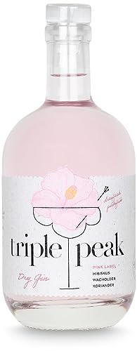 Triple Peak Gin Pink Label 0.5L - 42% Vol. Blended Dry Gin mit Hibiskusblüten Himbeeren - Craft Distillery Piekfeine Brände - produziert in Deutschland von Triple Peak