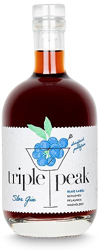 Triple Peak Sloe Gin Blue Label 0.5L - 30% Vol. fruchtig-beeriger Schlehenlikör - Craft Distillery Piekfeine Brände - produziert in Deutschland von Triple Peak