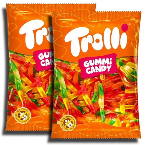 2 er Pack XXL Trolli Wurrli 2 x 1kg Fruchtgummi-Würmer mit Fruchtgeschmack von Trolli
