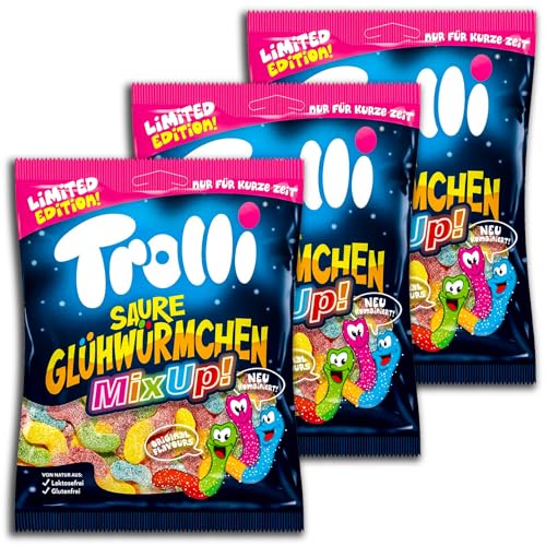 3 er Pack Trolli Saure Glühwürmchen MixUp! 3 x 150g Saures Fruchtgummi von Trolli