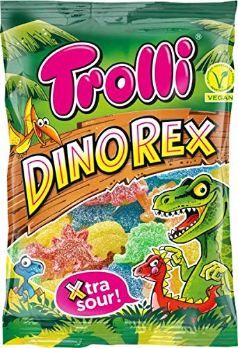 TROLLI Fruchtgeschmack, fruchtige Süßigkeitenbeutel (Dino Rex Sour 200 g, 1) von Trolli