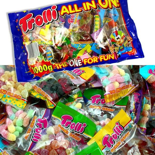 Trolli All in One - Großpackung 1kg, mit versch. Süßigkeiten in kleinen Tütchen von Trolli