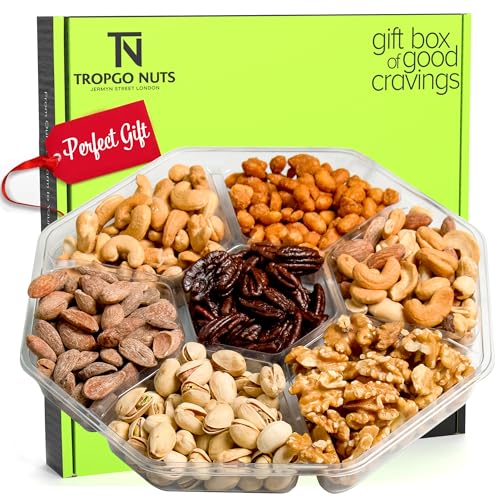 TropGo Geschenk Hochzeitstag, Liebes Geschenk für sie und ihn - Geschenke für Frauen, Männer Liebesgeschenk für Sie, New Year Gift Basket Box mit einer Vielzahl von frisch gerösteten Nüssen von Tropgo