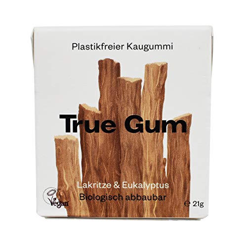 True Gum 10er SET: LAKRITZE & EUKALYPTUS / Plastikfreier Kaugummi / Biologisch Abbaubar / Vegan / 10 x 21 g, 210 g von True Gum