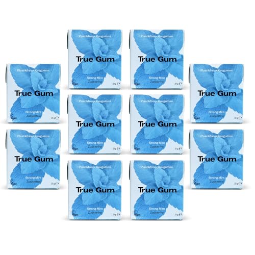 True Gum 10er Set: STRONG MINT | Plastikfreier Kaugummi | Biologisch Abbaubar | Vegan | 10 x 21 g, 210 g True Gum 10er Set: STRONG MINT | Plastikfreier Kaugummi | Biologisch Abbaubar | Vegan | 10 x 21 g, 210 g von True Gum