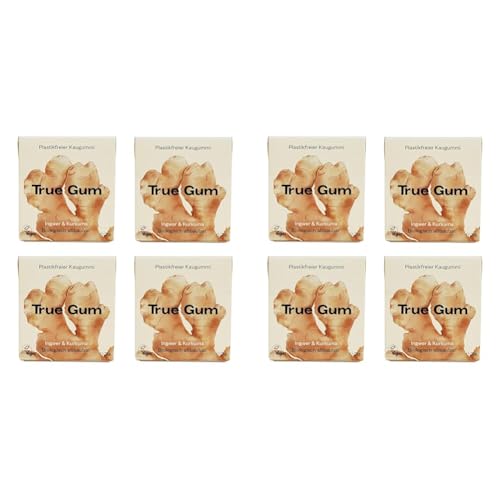 True Gum 4er SET: INGWER & KURKUMA/Plastikfreier Kaugummi/Biologisch Abbaubar/Vegan / 4 x 21 g, 84 g (Packung mit 2) von True Gum