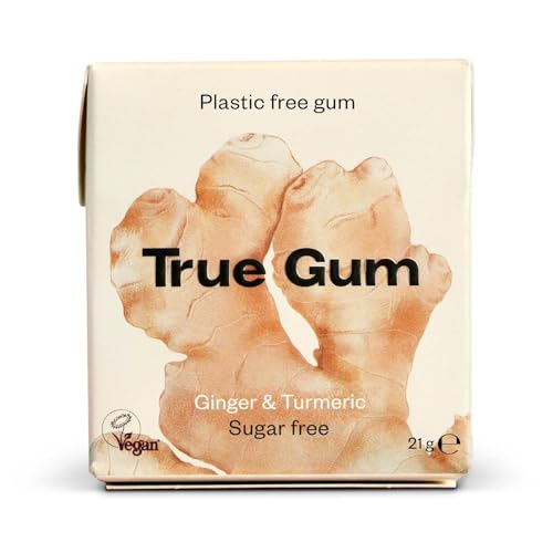 True Gum Ingwer & Kurkuma | Plastikfreier Kaugummi | Biologisch Abbaubar | Vegan | 21 g von True Gum
